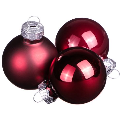 Floristik24 Glazen bollen Kerst in Bordeaux mix Ø3cm 22 st