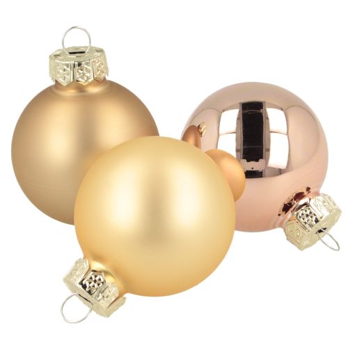 Floristik24 Glazen kerstballen glas goud roos Ø4cm 24 stuks