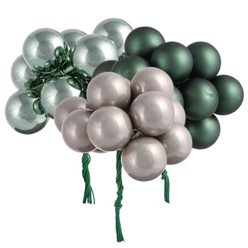 Artikel Glazen bollen op draad groen parelmoer grijs Ø25mm 140 stuks