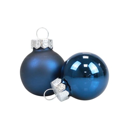 Artikel Mini kerstballen glas blauwe glazen bollen Ø2,5cm 20 st