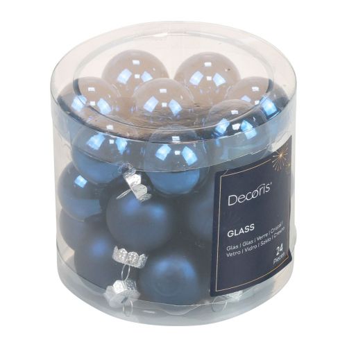 Artikel Mini kerstballen glas blauwe glazen bollen Ø2,5cm 20 st