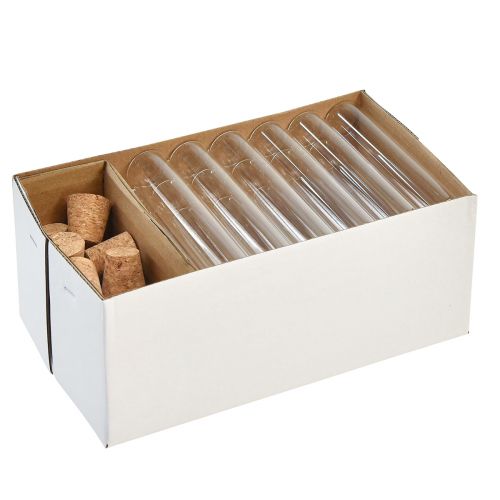 Artikel Reageerbuis decoratieve glazen buisjes kurk mini vazen H13cm 24 st