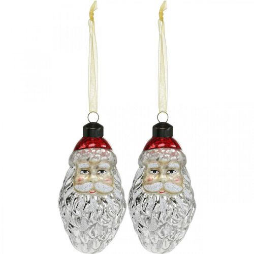 Floristik24 Decoratieve hanger Kerstman, adventdecoratie, kerstboomdecoratie echt glas, vintage look H12cm Øcm 2st