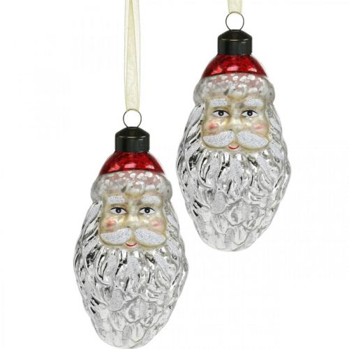 Floristik24 Decoratieve hanger Kerstman, adventdecoratie, kerstboomdecoratie echt glas, vintage look H12cm Øcm 2st