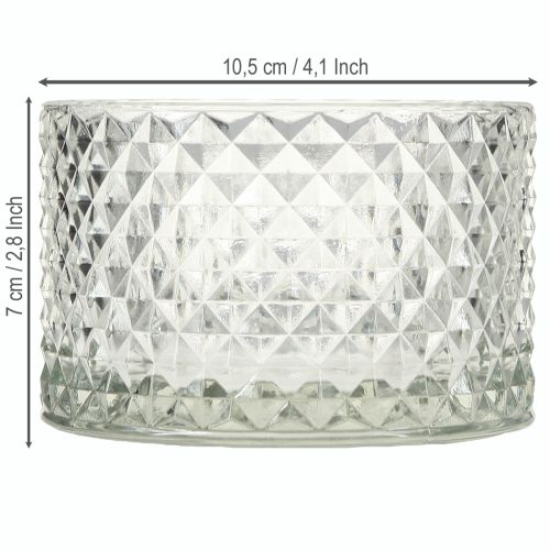 Artikel Glazen kom theelichthouder retro diamant helder Ø10,5cm 2 stuks
