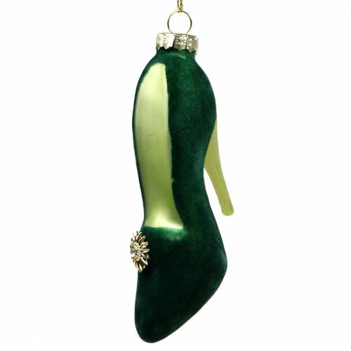 Floristik24 Fluwelen glazen schoenen groen 12cm 2st