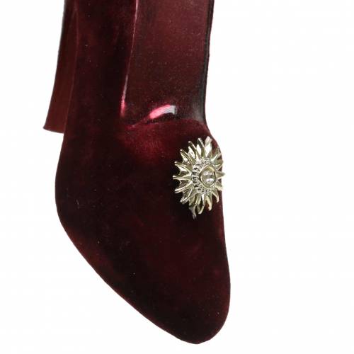 Floristik24 Fluwelen glazen schoenen Bordeaux, oudroze 12cm 2st