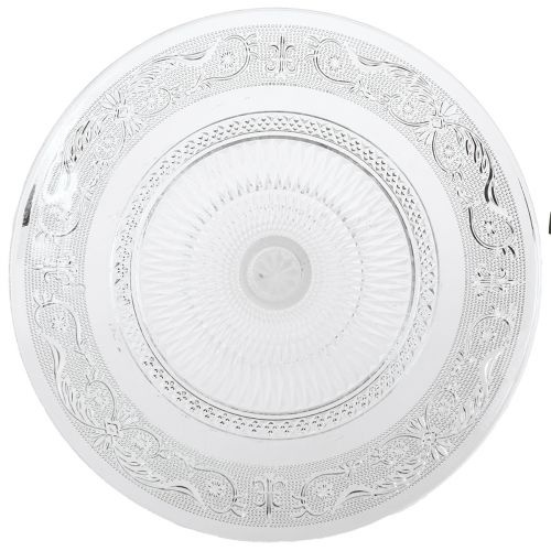 Artikel Glasplaat op voet Platte glazen schaal met helder patroon Ø25cm
