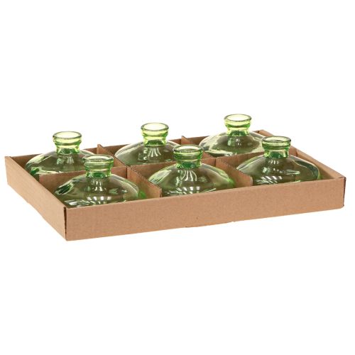 Artikel Glazen vaas bolvormig groen mini vaasjes glas Ø9cm H6cm 6 stuks