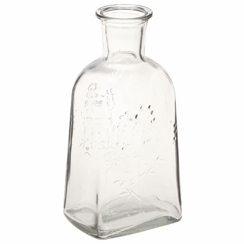 Artikel Glazen vaas flesvaas met motief vaas glas helder H19cm 2 stuks