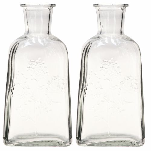 Artikel Glazen vaas flesvaas met motief vaas glas helder H19cm 2 stuks