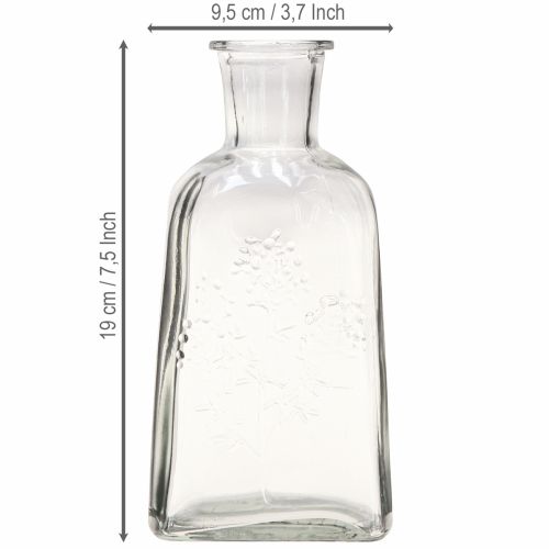 Artikel Glazen vaas flesvaas met motief vaas glas helder H19cm 2 stuks