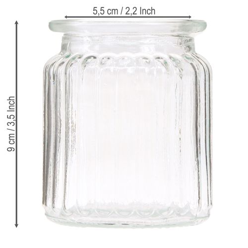 Artikel Glazen vaas helder geribbeld glazen siervaas Ø8cm H9cm 6 st