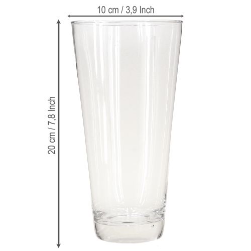 Artikel Glazen vaas conische bloemenvaas transparant Ø10cm H20cm