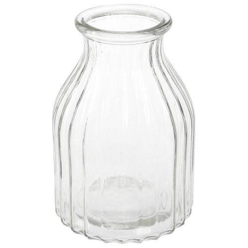 Floristik24 Glazen vaas vaas groeven decoratief glas helder Ø12cm H18cm 2st