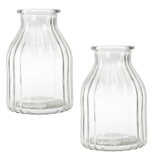 Artikel Glazen vaas vaas groeven decoratief glas helder Ø12cm H18cm 2st