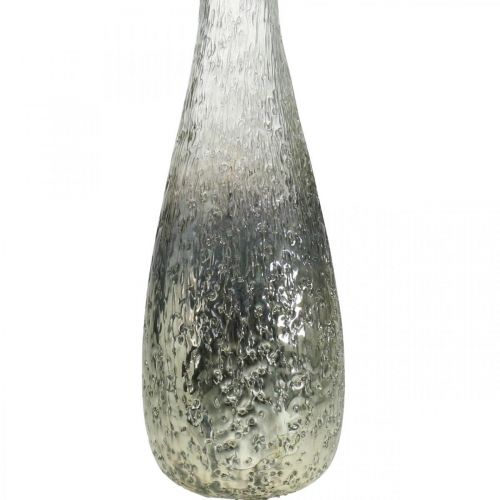 Floristik24 Bloemenvaas van glas, tafelvaas tweekleurig echt glas helder, zilver H30cm