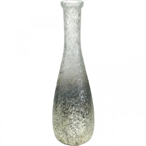 Floristik24 Bloemenvaas van glas, tafelvaas tweekleurig echt glas helder, zilver H30cm