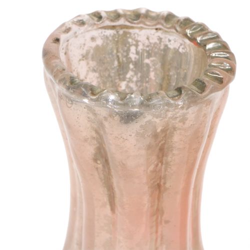 Floristik24 Glazen vaas boer zilver roze H11cm 6st