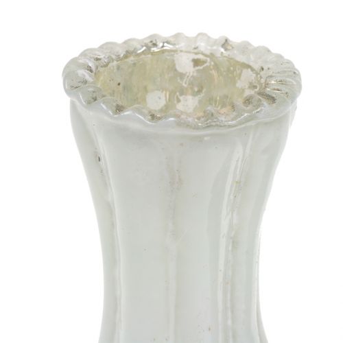 Floristik24 Glazen vaas boer zilver wit H11cm 6st