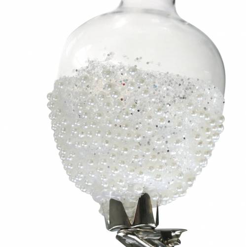 Floristik24 Glazen vaas met clip glitter en parels Ø4,9cm H9,5cm helder 3st