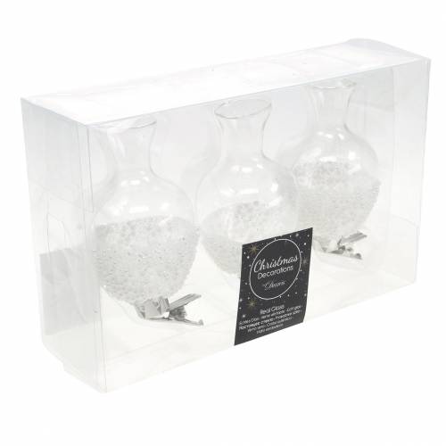 Floristik24 Glazen vaas met clip glitter en parels Ø4,9cm H9,5cm helder 3st