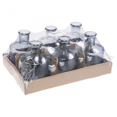 Floristik24 Glazen vaas apothekersflesjes sierglas siervaas getint Ø7cm 6 stuks