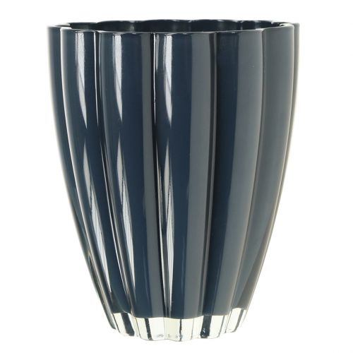 Floristik24 Glazen vaas "Bloom" donkerblauw Ø14cm H17cm