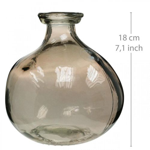 Floristik24 Glazen vaas rond bruin glazen decoratievaas rustiek Ø16.5cm H18cm