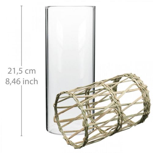 Artikel Glazen vaas cilinder gevlochten grassen decoratieve vaas Ø8cm H21.5cm