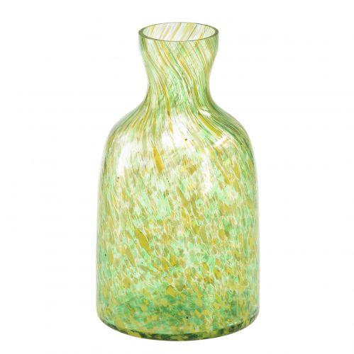 Floristik24 Glazen vaas glazen decoratieve bloemenvaas groen geel Ø10cm H18cm