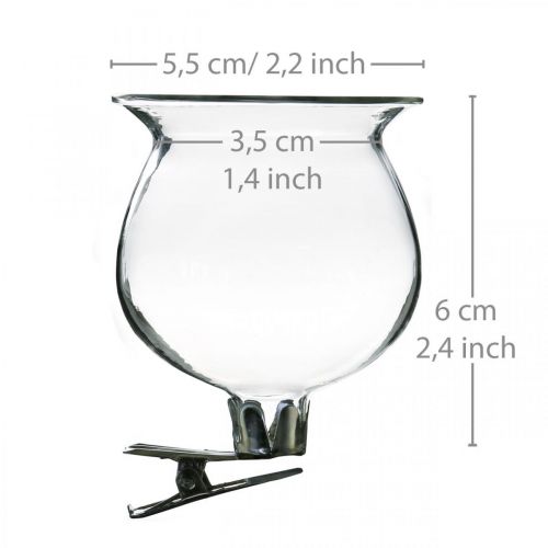 Floristik24 Glazen vaasklok met clip helder Ø5,5cm H6cm 4st