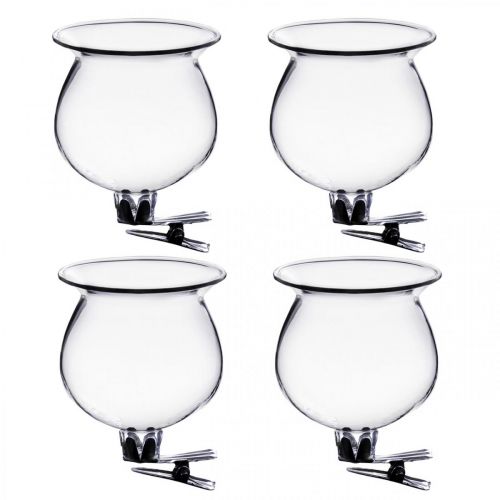 Floristik24 Glazen vaasklok met clip helder Ø5,5cm H6cm 4st