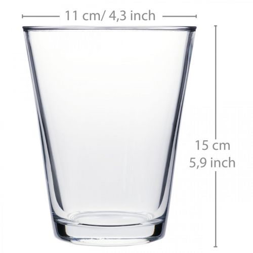 Floristik24 Glazen Vaas Conisch Helder Ø11cm H15cm