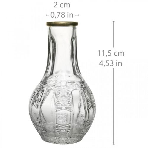 Floristik24 Glazen vaas kristal look, bloemenvaas met gouden rand Ø6.5cm H11.5cm