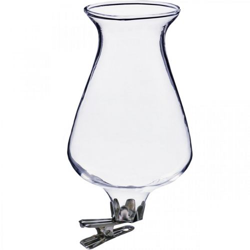 Floristik24 Glazen vaas tulp met clip Ø5.9cm H11cm helder 4st