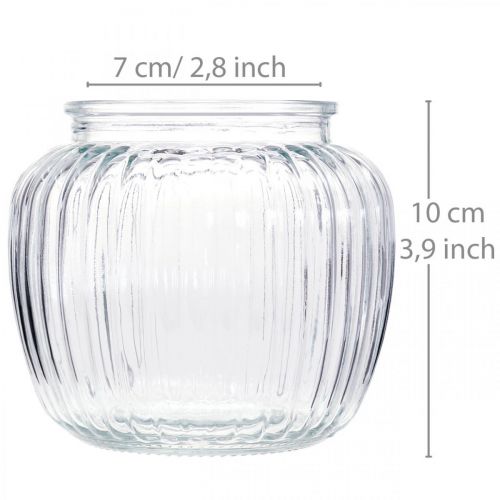 Floristik24 Geribbelde glazen vaas Ø11cm H10cm