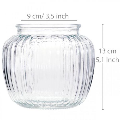 Artikel Glazen vaas geribbelde vaas glas Ø14cm H13cm 2st