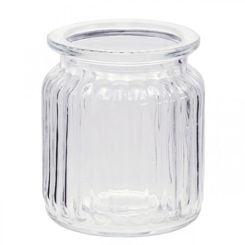 Artikel Glazen vaas geribbelde vaas glas Ø7,5cm H9cm 4st