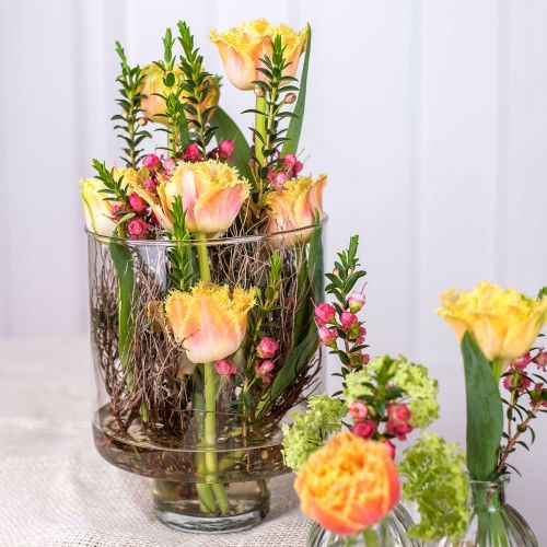 Floristik24 Glazen vaas met voet bloemenvaas glas decoratie vintage H15cm Ø11cm