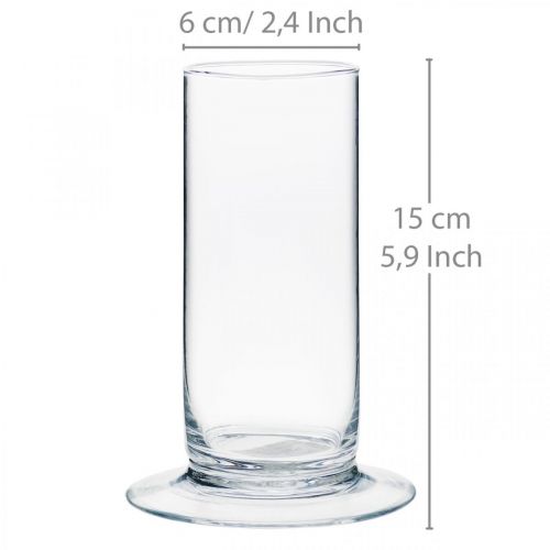Artikel Glazen vaas met voet Helder Ø6cm H15cm