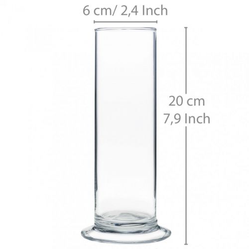 Floristik24 Glazen vaas met voet Helder Ø6cm H20cm