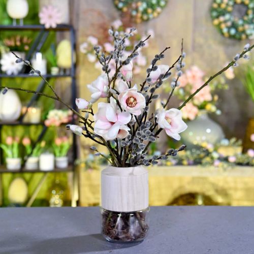 Floristik24 Glazen vaas met houten decoratieve vaas voor droge bloemisterij H20cm