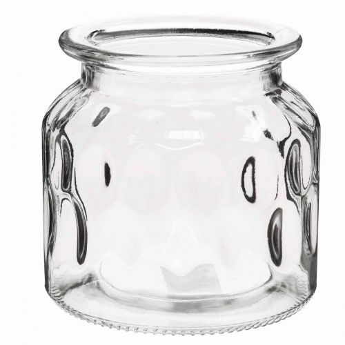 Glazen vaas met patroon, lantaarn helder glas H11cm Ø11cm