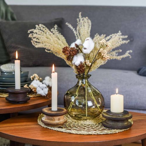 Floristik24 Glazen vaas rond bruin glazen decoratievaas rustiek Ø16.5cm H18cm