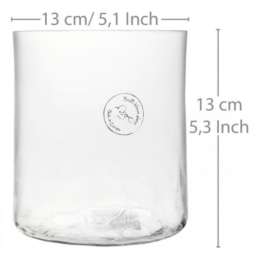 Artikel Cilindrische glazen vaas Crackle helder, gesatineerd Ø13cm H13,5cm