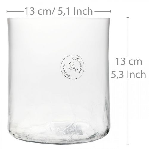 Floristik24 Cilindrische glazen vaas Crackle helder, gesatineerd Ø13cm H13,5cm