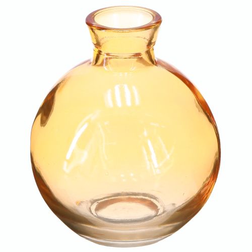 Glazen vazen bolvormig mini decoratieve vazen oranje Ø7,5cm H9cm 6 stuks