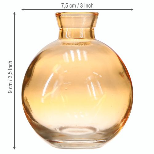 Artikel Glazen vazen bolvormig mini decoratieve vazen oranje Ø7,5cm H9cm 6 stuks