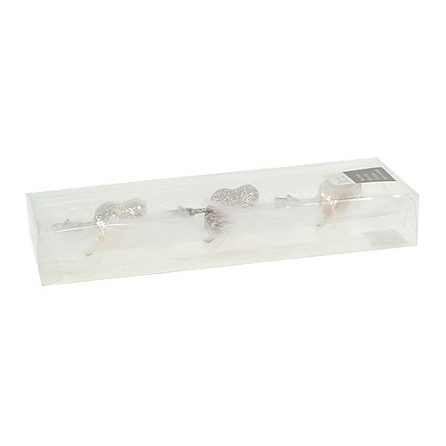 Floristik24 Glazen vogel op clip crème 7,5cm 3st